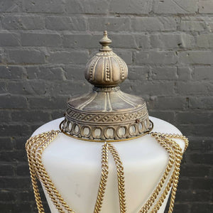 Vintage Boho Hollywood Regency Brass & Glass Floor Lamp, c.1960’s