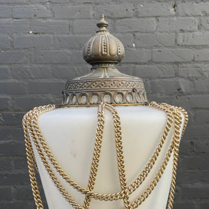 Vintage Boho Hollywood Regency Brass & Glass Floor Lamp, c.1960’s