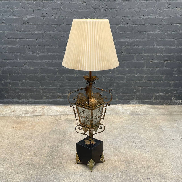 Antique Gilt Brass & Glass Lamp, c.1960’s