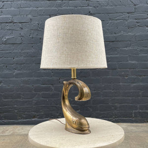 Mid-Century Modern Sculpted Dolphin Style Brass Table Lamp, c.1960’s