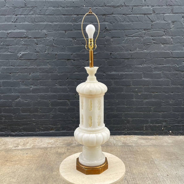 Mid-Century Modern Sculpted Marble Table Lamp with Gold Leaf Base, c.1960’s