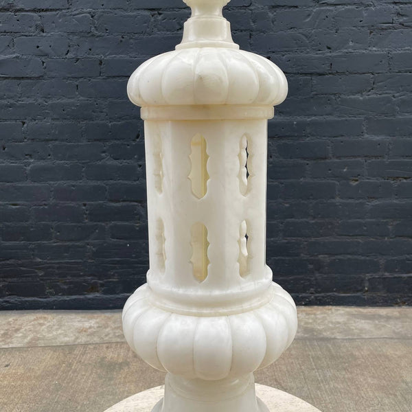 Mid-Century Modern Sculpted Marble Table Lamp with Gold Leaf Base, c.1960’s
