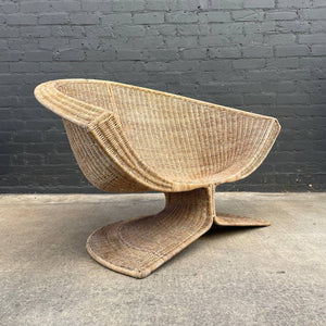 Vintage Mid-Century California Modern Lotus Wicker Chair by Miller Fong, c.1960’s