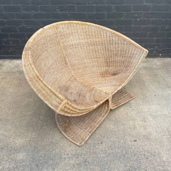 Vintage Mid-Century California Modern Lotus Wicker Chair by Miller Fong, c.1960’s