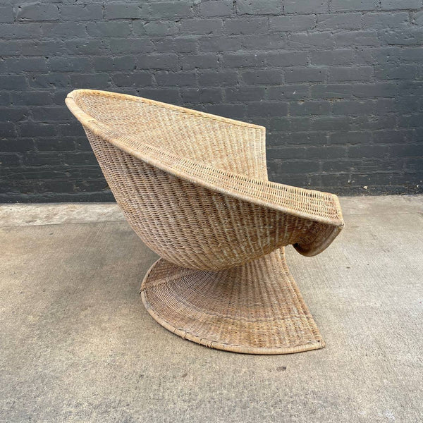Vintage Mid-Century California Modern Lotus Wicker Chair by Miller Fong, c.1960’s