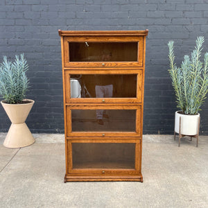 Vintage Tall Barristers Oak & Glass Bookcase Shelf, c.1970’s