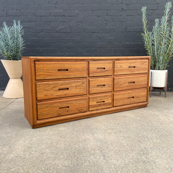 Mid-Century Modern Oak 9-Drawer Dresser, c.1970’s
