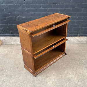 Vintage Short Barristers Oak & Glass Bookcase Shelf, c.1970’s