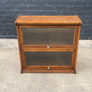 Vintage Short Barristers Oak & Glass Bookcase Shelf, c.1970’s