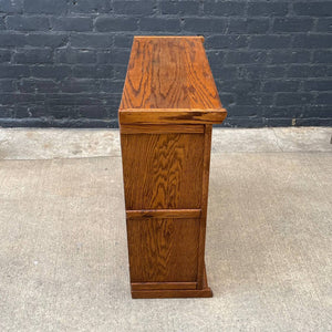 Vintage Short Barristers Oak & Glass Bookcase Shelf, c.1970’s