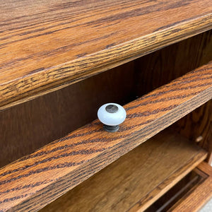 Vintage Short Barristers Oak & Glass Bookcase Shelf, c.1970’s