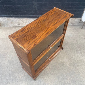 Vintage Short Barristers Oak & Glass Bookcase Shelf, c.1970’s