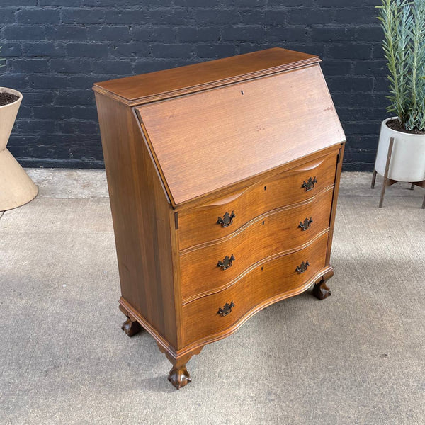 Vintage American Oak Drop-Down Oak Desk with Claw Feet, c.1950’s