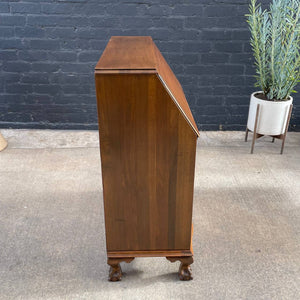Vintage American Oak Drop-Down Oak Desk with Claw Feet, c.1950’s