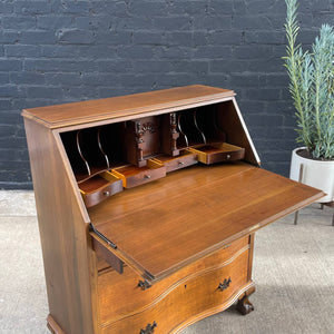 Vintage American Oak Drop-Down Oak Desk with Claw Feet, c.1950’s