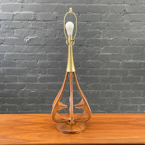 Vintage Mid-Century Modern Sculpted Walnut & Brass Table Lamp, c.1960’s