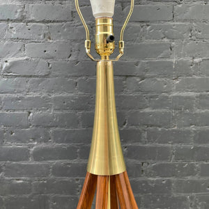 Vintage Mid-Century Modern Sculpted Walnut & Brass Table Lamp, c.1960’s