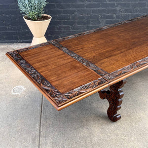 Large Expanding Antique Spanish Carved Dining Table, c.1940’s