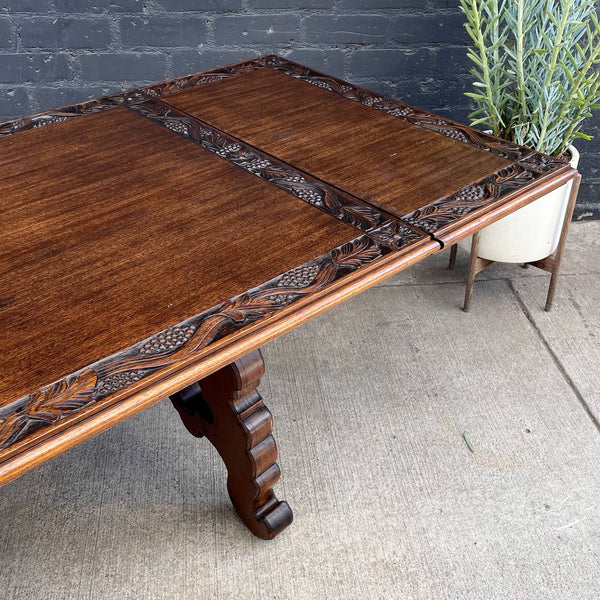 Large Expanding Antique Spanish Carved Dining Table, c.1940’s
