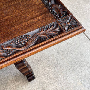 Large Expanding Antique Spanish Carved Dining Table, c.1940’s