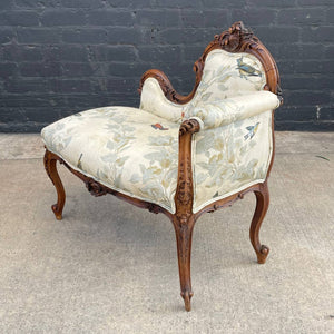 Antique French Louis XV Walnut Petite Chaise Lounge, c.1940’s