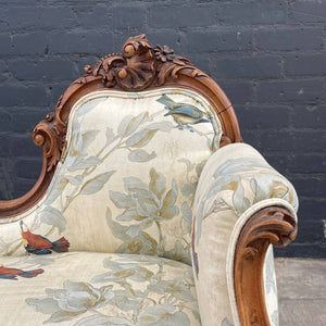 Antique French Louis XV Walnut Petite Chaise Lounge, c.1940’s