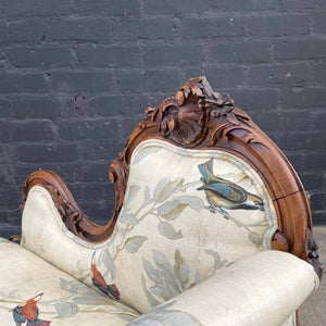 Antique French Louis XV Walnut Petite Chaise Lounge, c.1940’s