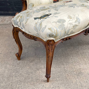 Antique French Louis XV Walnut Petite Chaise Lounge, c.1940’s