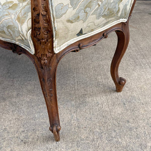 Antique French Louis XV Walnut Petite Chaise Lounge, c.1940’s