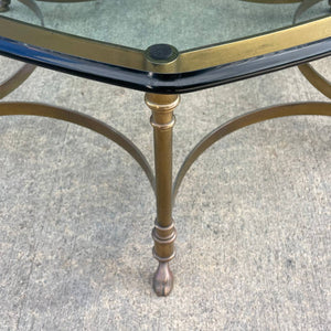 Mid-Century Modern Italian Brass & Glass Coffee Table with Hoof Feet, c.1960’s