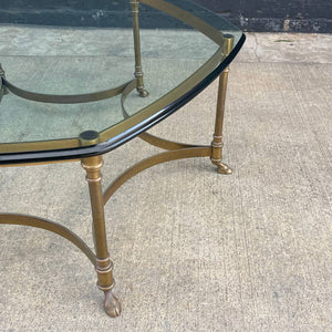 Mid-Century Modern Italian Brass & Glass Coffee Table with Hoof Feet, c.1960’s