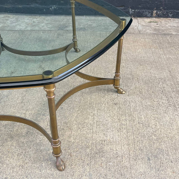 Mid-Century Modern Italian Brass & Glass Coffee Table with Hoof Feet, c.1960’s