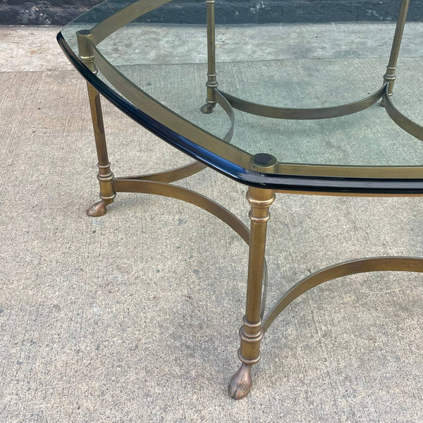 Mid-Century Modern Italian Brass & Glass Coffee Table with Hoof Feet, c.1960’s