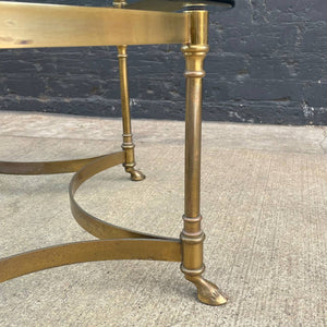 Mid-Century Modern Italian Brass & Glass Coffee Table with Hoof Feet, c.1960’s