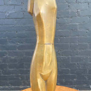 Vintage Mid-Century Modern Brass Abstract Nude Sculpture , c.1960’s