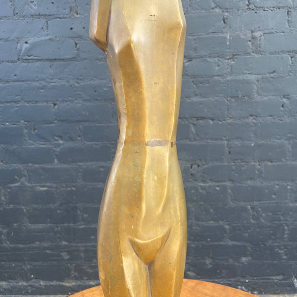 Vintage Mid-Century Modern Brass Abstract Nude Sculpture , c.1960’s