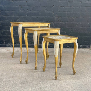 Set of Antique Gilded Wood Florentine Italian Nesting Tables, c.1950’s