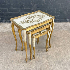 Set of Antique Gilded Wood Florentine Italian Nesting Tables, c.1950’s