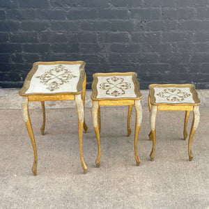 Set of Antique Gilded Wood Florentine Italian Nesting Tables, c.1950’s