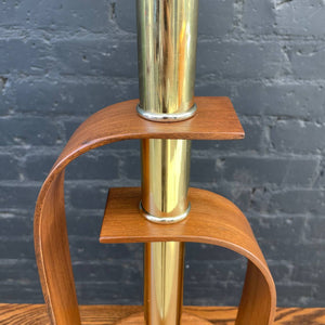 Mid-Century Modern Walnut & Brass Table Lamp, c.1950’s