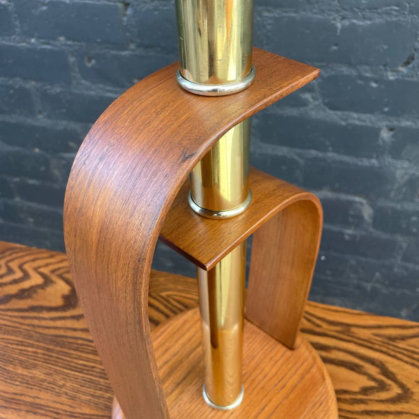 Mid-Century Modern Walnut & Brass Table Lamp, c.1950’s