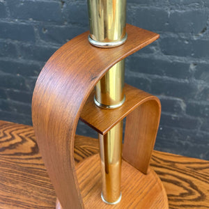 Mid-Century Modern Walnut & Brass Table Lamp, c.1950’s