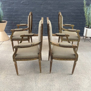 Set of 8 Vintage French Louis XV Sculpted Arm Chairs, c.1960’s