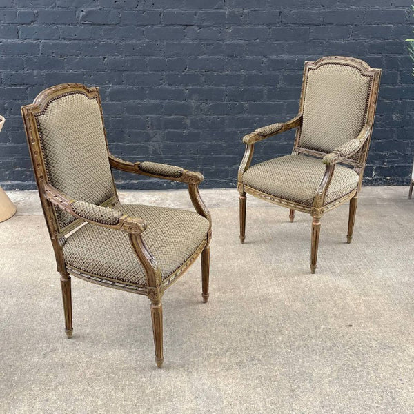 Set of 8 Vintage French Louis XV Sculpted Arm Chairs, c.1960’s