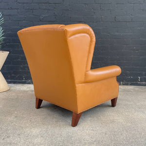 Par of Vintage Leather English Style Wing Chairs, 1980’s
