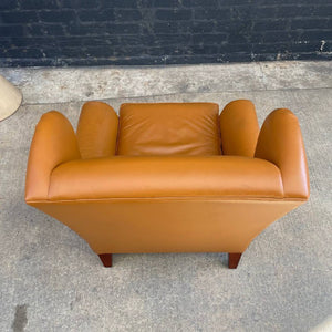 Par of Vintage Leather English Style Wing Chairs, 1980’s