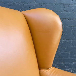 Par of Vintage Leather English Style Wing Chairs, 1980’s