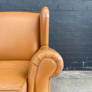 Par of Vintage Leather English Style Wing Chairs, 1980’s