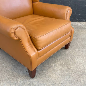 Par of Vintage Leather English Style Wing Chairs, 1980’s