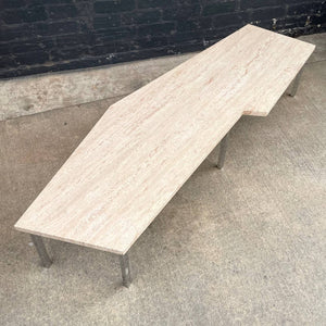 Mid-Century Modern Travertine Top & Chrome Coffee Table c.1950’s